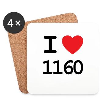 I Love 1160 - Ich liebe Ottakring - Untersetzer (4er-Set) - Weiß - Vorne