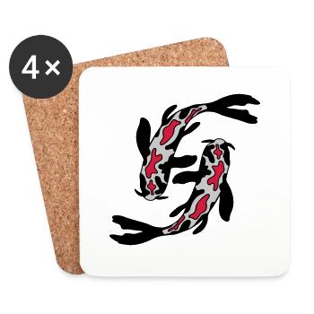 2 Koi Fish Nishikigoi - Coasters (set of 4) - white - Front