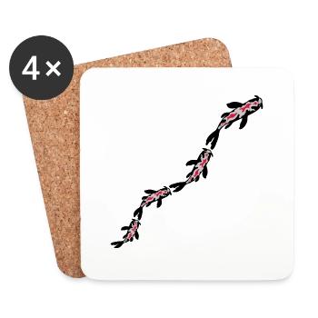 Many Koi Fish Nishikigoi - Coasters (set of 4) - white - Front