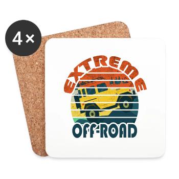 Extreme Off Road Retro Vintage Cartoon - Untersetzer (4er-Set) - Weiß - Vorne
