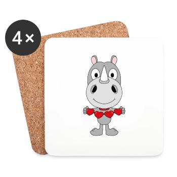 NASHORN - LIEBE - LOVE - TIERISCH - VERLIEBT - Untersetzer (4er-Set) - Weiß - Vorne