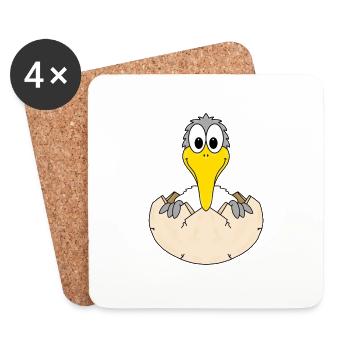 MÖWE - EI - GEBURT - BABY - KIND - VOGEL - Untersetzer (4er-Set) - Weiß - Vorne