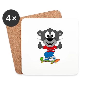 PANTHER - SKATEBOARD - TIER - KIND - BABY - SPORT - Untersetzer (4er-Set) - Weiß - Vorne