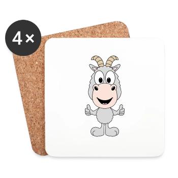 ZIEGE - TIER - TIERISCH - KIND - BABY - FUN - Untersetzer (4er-Set) - Weiß - Vorne