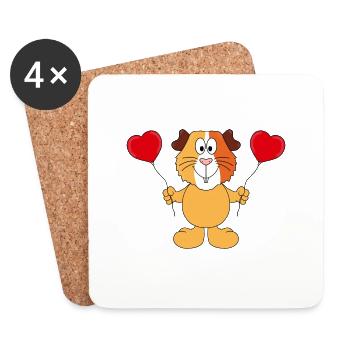 MEERSCHWEINCHEN - LIEBE - TIER - KIND - BABY - Untersetzer (4er-Set) - Weiß - Vorne