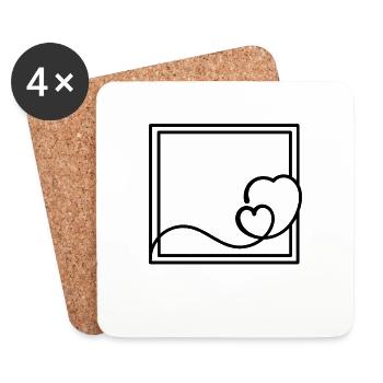 Black Heart Frame Square Decoration - Coasters (set of 4) - white - Front