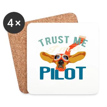 Vertrau mir ich bin Pilot - Dog Color Geschenk - Untersetzer (4er-Set) - Weiß - Vorne
