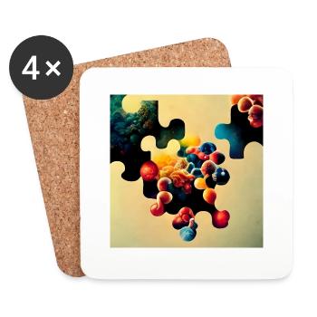Puzzle motif with molecules - Coasters (set of 4) - white - Front