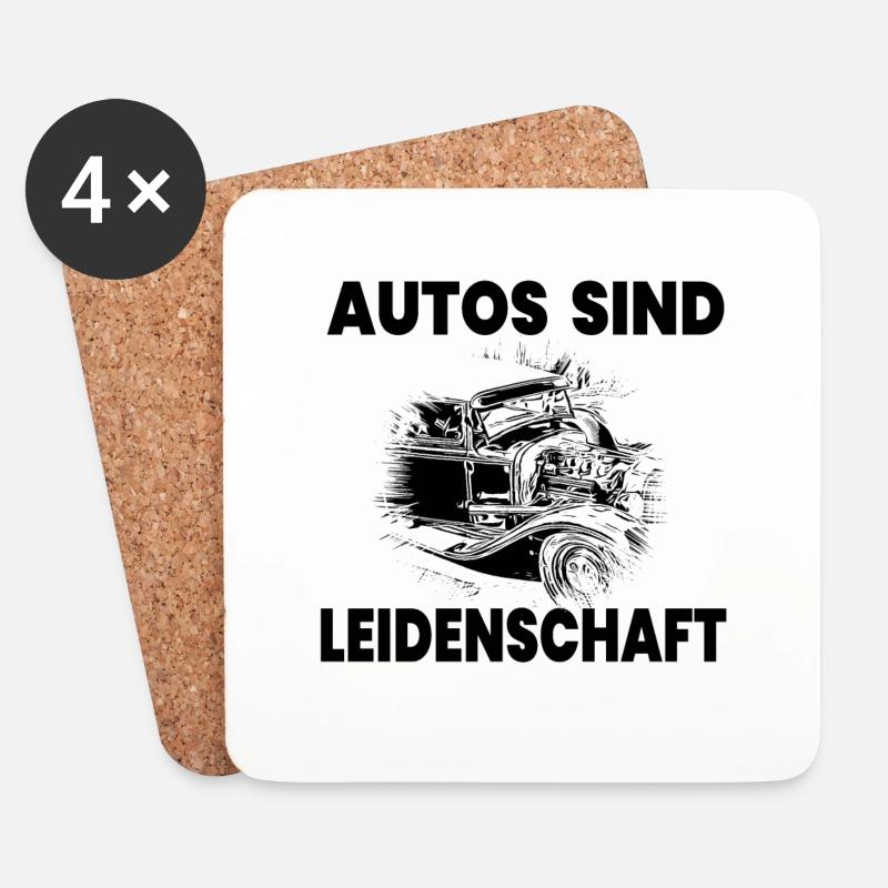 Auto - Untersetzer (4er-Set) - Weiß