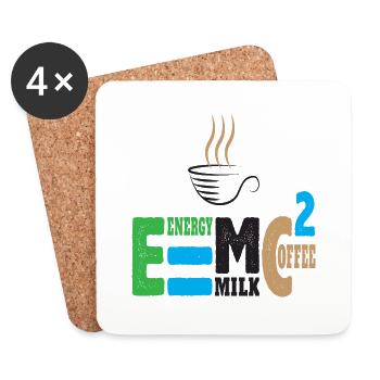 E = MC² Café au lait énergétique - Dessous de verre (lot de 4) - blanc - Devant