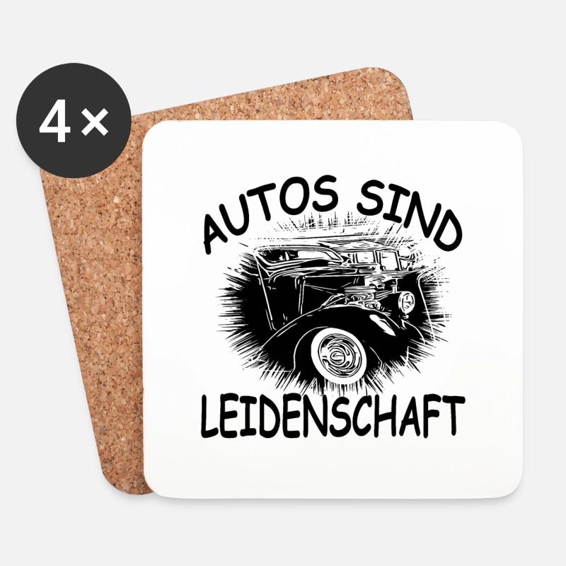 Auto - Untersetzer (4er-Set) - Weiß