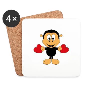 SCHAF - LIEBE - LOVE - TIER - KINDER - BABY - Untersetzer (4er-Set) - Weiß - Vorne