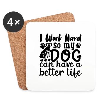 Citation de chien - Dessous de verre (lot de 4) - blanc - Devant
