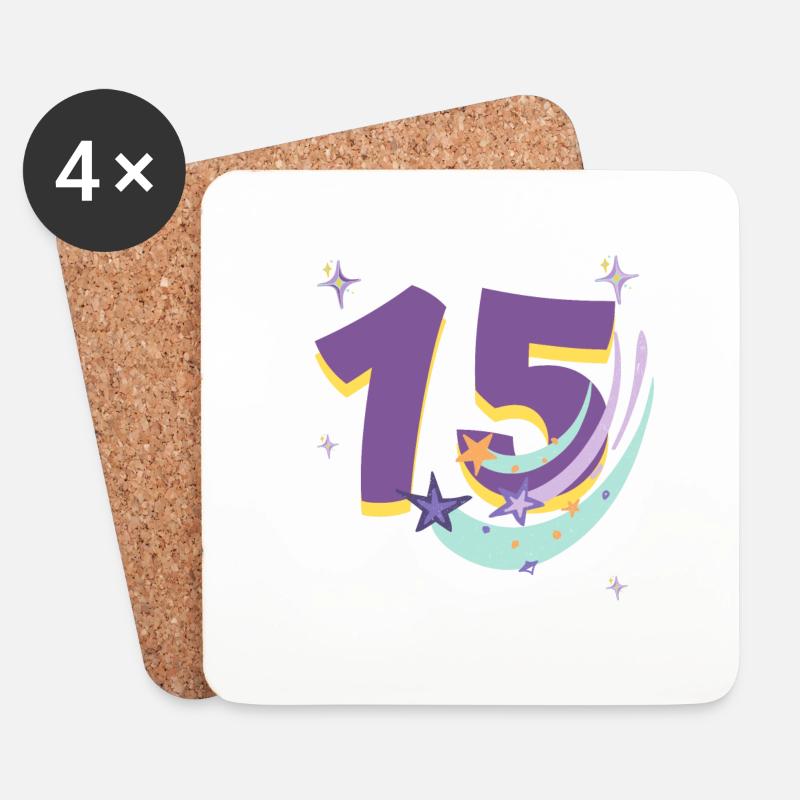 15-jähriges Jubiläum (15-jähriges Geschenk) - Untersetzer (4er-Set) - Weiß