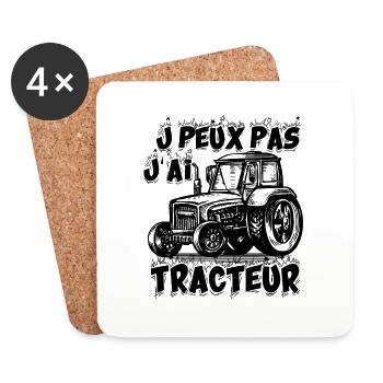Tracteur - tracteur - remorqueur - agriculteur - Dessous de verre (lot de 4) - blanc - Devant