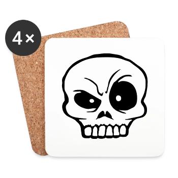 Cartoon skeptical facial expression skull - Coasters (set of 4) - white - Front
