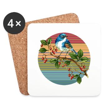 Bunter Vogel - Untersetzer (4er-Set) - Weiß - Vorne