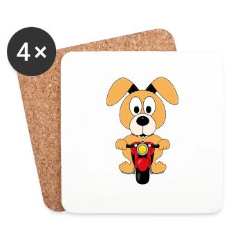 HUND - MOTORRAD - BIKER - TIER - KIND - BABY - Untersetzer (4er-Set) - Weiß - Vorne