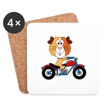MOTORRAD - BIKER - MEERSCHWEINCHEN - TIERISCH - Untersetzer (4er-Set) - Weiß - Vorne