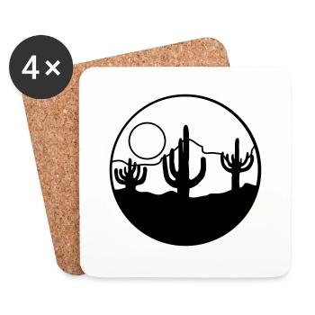 Nature Sun Desert Landscape - Coasters (set of 4) - white - Front