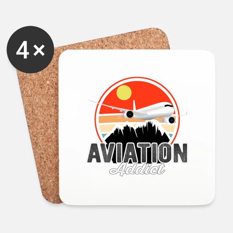 Aviation Addict A350 - Vintage Geschenk Pilot - Untersetzer (4er-Set) - Weiß