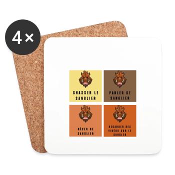 ce que je fais durant mon temps libre sanglier - Dessous de verre (lot de 4) - blanc - Devant
