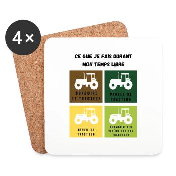 ce que je fais durant mon temps libre tracteur - Dessous de verre (lot de 4) - blanc - Devant