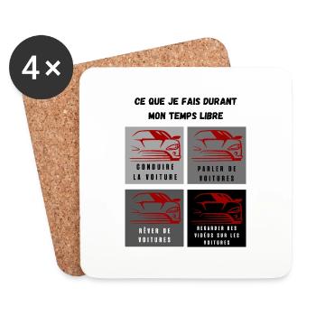 ce que je fais durant mon temps libre voiture - Dessous de verre (lot de 4) - blanc - Devant