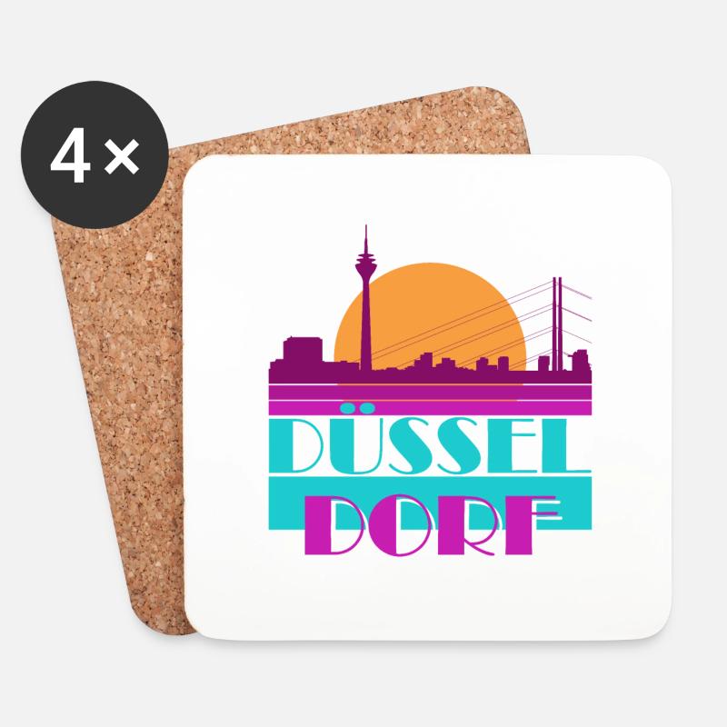 Düsseldorf Miami Vice Style - Untersetzer (4er-Set) - Weiß