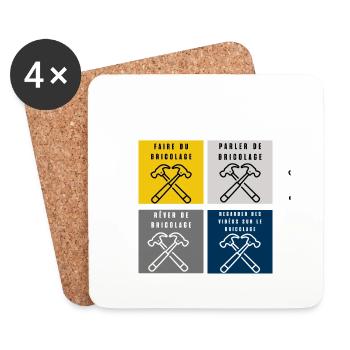ce que je fais durant mon temps libre bricolage - Dessous de verre (lot de 4) - blanc - Devant