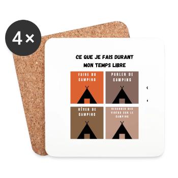 ce que je fais durant mon temps libre camping - Dessous de verre (lot de 4) - blanc - Devant