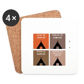 ce que je fais durant mon temps libre camping - Dessous de verre (lot de 4) - blanc - Devant