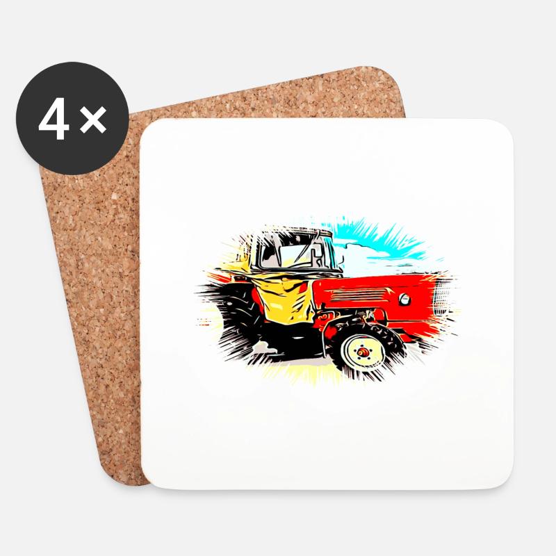 Traktor - Untersetzer (4er-Set) - Weiß