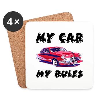 Car - Coasters (set of 4) - white - Front