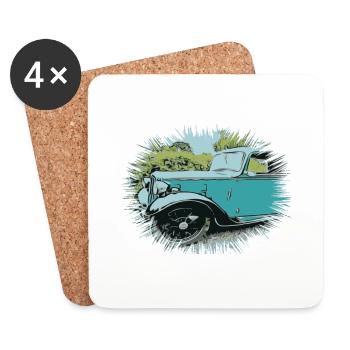 Voiture - Dessous de verre (lot de 4) - blanc - Devant