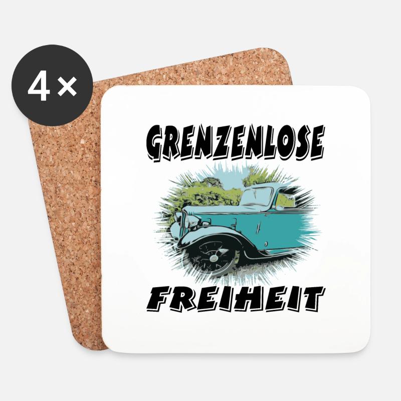 Auto - Untersetzer (4er-Set) - Weiß