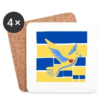 Frieden Friedenstaube auf der Ukrainischen Flagge - Untersetzer (4er-Set) - Weiß - Vorne