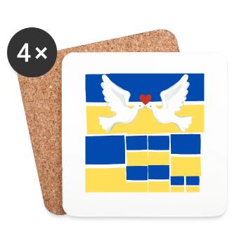 Frieden Friedenstaube auf der Ukrainischen Flagge - Untersetzer (4er-Set) - Weiß - Vorne