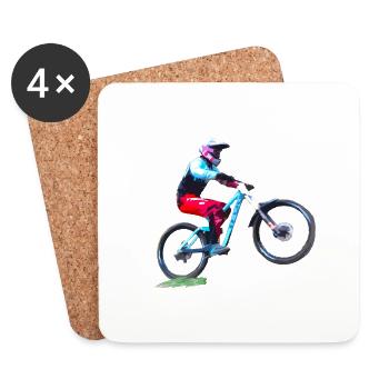 vtt mtb downhill - Dessous de verre (lot de 4) - blanc - Devant