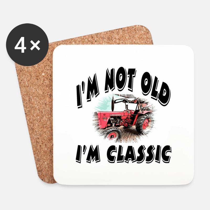 Tractor - Coasters (set of 4) - white