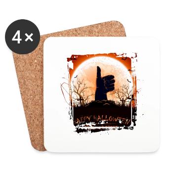 Halloween, Scière, Sorcière, Horreur, Fantôme, Monstre - Dessous de verre (lot de 4) - blanc - Devant