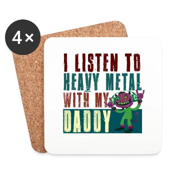 I listen to Heavy Metal with my Daddy - Untersetzer (4er-Set) - Weiß - Vorne
