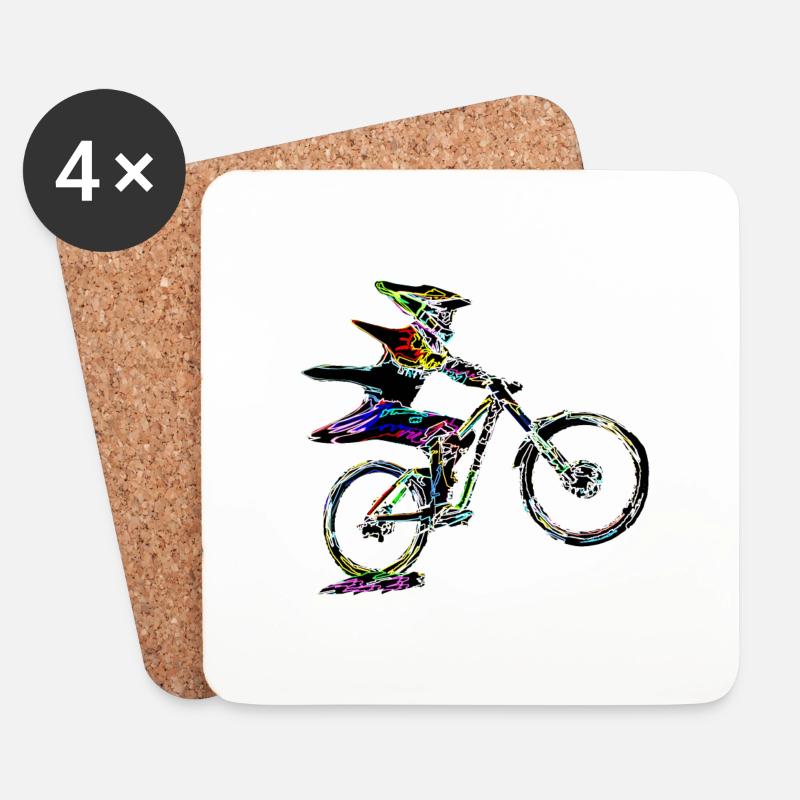 MTB Mountainbike - Untersetzer (4er-Set) - Weiß