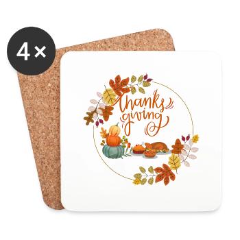Thanksgiving Thanksgiving Festival Turkey T-Shirt - Coasters (set of 4) - white - Front