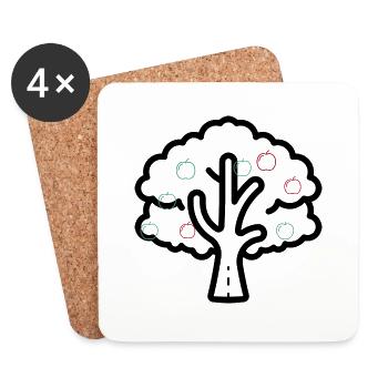 Apfelbaum - Untersetzer (4er-Set) - Weiß - Vorne