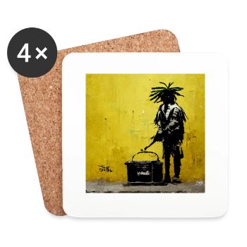 Banksy style jamaican rasta - Untersetzer (4er-Set) - Weiß - Vorne