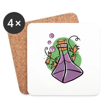 A glass of purple poison with Fall leaves - Coasters (set of 4) - white - Front