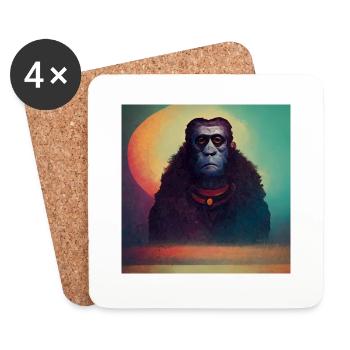 Singes de pierre - Dessous de verre (lot de 4) - blanc - Devant