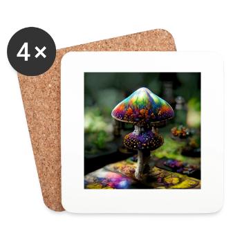 Magic Mushroom Painting - Coasters (set of 4) - white - Front