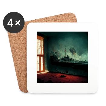 War - City Bombed, View From the Balcony - Coasters (set of 4) - white - Front